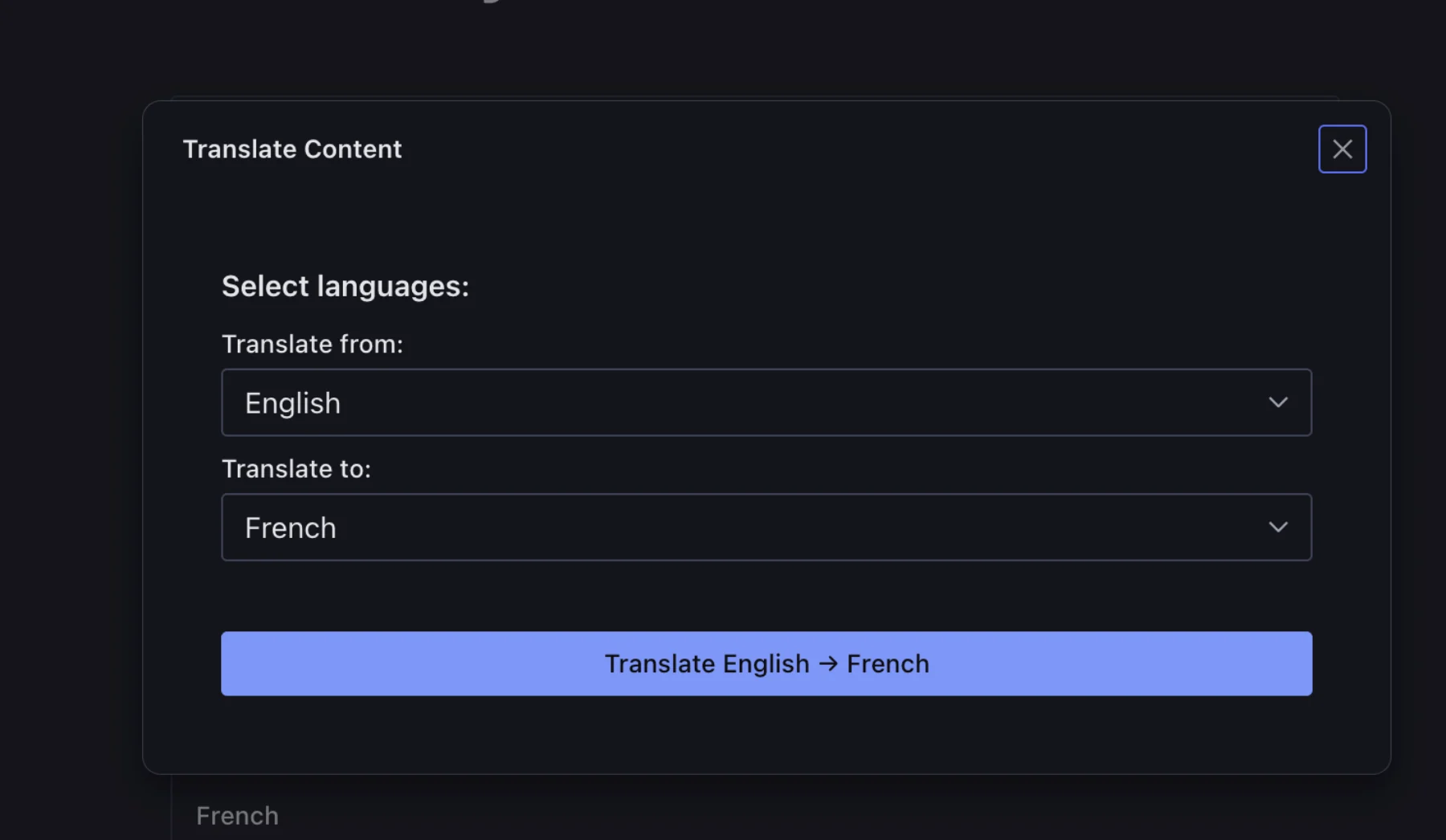 Custom Sanity translation action